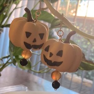 White Jack-O-Lantern Earrings